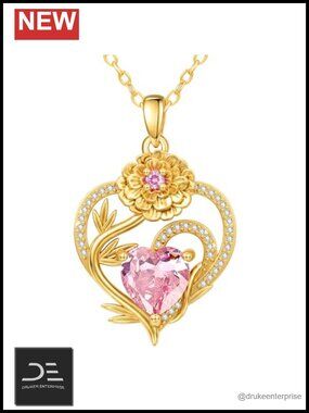 14k Gold Plated Birth Flower Necklace October Marigold Pendant Women